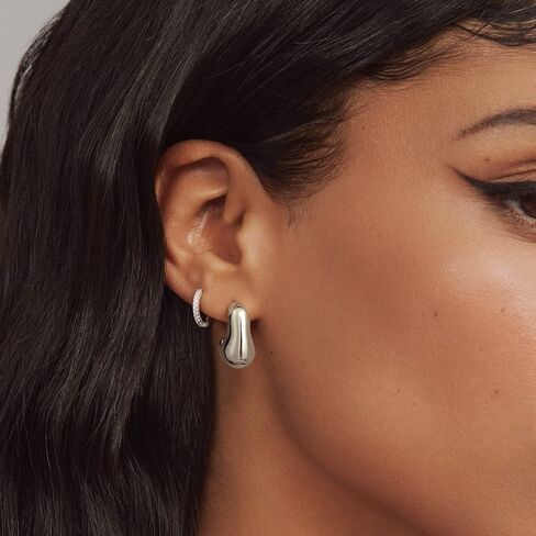 KissYan Chunky Gold Hoop Earrings for Women, 14K Gold Plated Lightweight Hollow Open Hoops Thick Teardrop Earrings Sterling Silver Post Fashion Jewelry Gifts in Kuwait