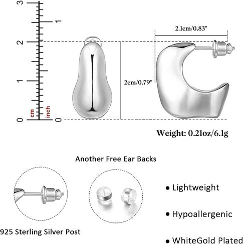 KissYan Chunky Gold Hoop Earrings for Women, 14K Gold Plated Lightweight Hollow Open Hoops Thick Teardrop Earrings Sterling Silver Post Fashion Jewelry Gifts in Kuwait