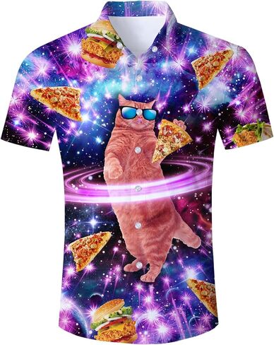 Goodstoworld Men's Novelty Hawaiian Button Down Shirts in Kuwait