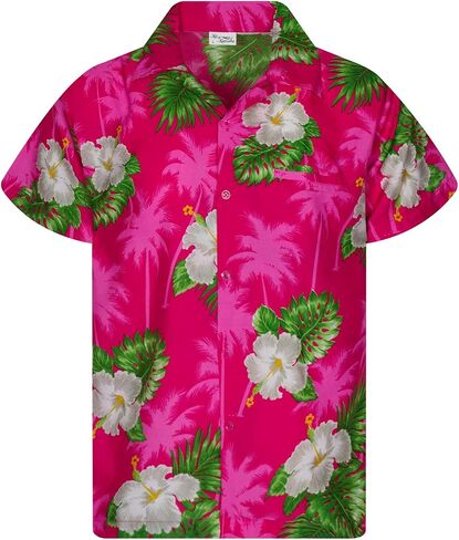KING KAMEHA Funky Casual Hawaiian Shirt Kids Boys Girls Front Pocket Very Loud Shortsleeve Unisex Flower Print 2-14 Years in Kuwait