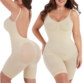 Shapewear Bodysuit for Women - Tummy Control Butt Lifter Open Back Mid Thigh Seamless Full Body Shaper Women's Shaping Tops