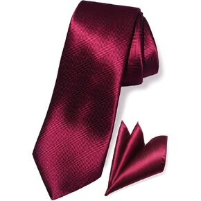 TaecMin Mens Tie Solid Ties for Men Herringbone Neckties and Pocket Squares Set for Business Casual