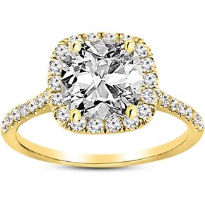 14K White Gold 1.25 Carat LAB GROWN DIAMOND Halo Cushion Cut Diamond Engagement Ring (G-H Color VS1-VS2 Clarity 0.75 Ct Center) in Saudi Arabia