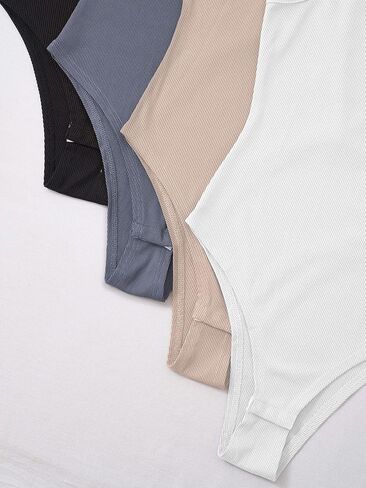 MakeMeChic Women's Plus Size 4pcs Mock Neck Sleeveless Ribbed Knit Bodysuit Pack in Saudi Arabia