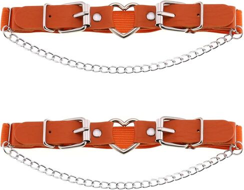 YunPeng Women's Adjustable Leather Leg Garter Belt,Gothic Heart with Chains Leg Thigh Elastic Garter 2PCs in Saudi Arabia
