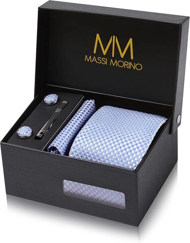 Ties for Men Set with Pocket Square Cufflink and Tie Clip | Necktie Handkerchief in Gift Box for Wedding and Business in Kuwait