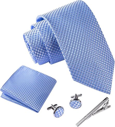 Ties for Men Set with Pocket Square Cufflink and Tie Clip | Necktie Handkerchief in Gift Box for Wedding and Business in Kuwait
