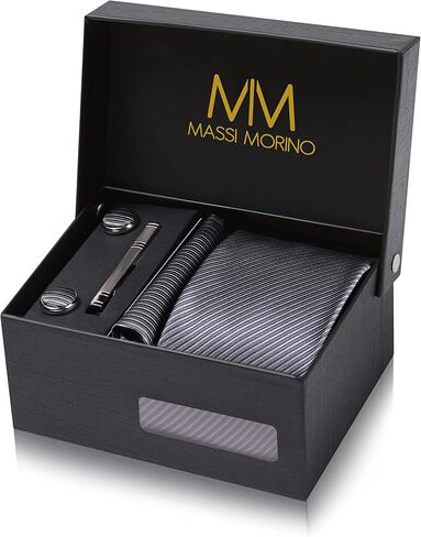 Ties for Men Set with Pocket Square Cufflink and Tie Clip | Necktie Handkerchief in Gift Box for Wedding and Business in Kuwait