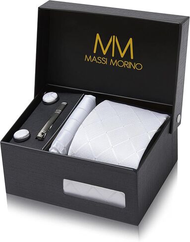 Ties for Men Set with Pocket Square Cufflink and Tie Clip | Necktie Handkerchief in Gift Box for Wedding and Business in Kuwait