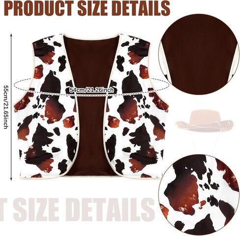 Panitay 3 Pcs Men Cowboy Costume Includes Adult Cowboy Hat Western Brown Hat Cowboy Vest Bandana for Men Halloween Sheriff Costume Outfit Dress up Accessories in Saudi Arabia