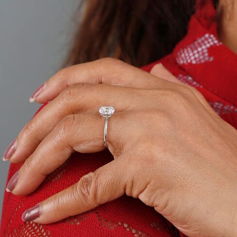 اشتري خاتم خطوبة من الذهب الصلب عيار 14 قيراط للنساء من جويلز 1.5 قيراط مكعب زركونيا بيضاوي in Kuwait