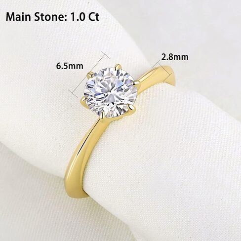 Blongme 1 Carat Moissanite Rings for Women Engagement Wedding Band 925 Sterling Silver Round Solitaire Size 4-13 in Kuwait