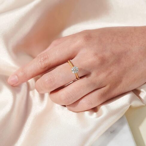 Blongme 1 Carat Moissanite Rings for Women Engagement Wedding Band 925 Sterling Silver Round Solitaire Size 4-13 in Kuwait