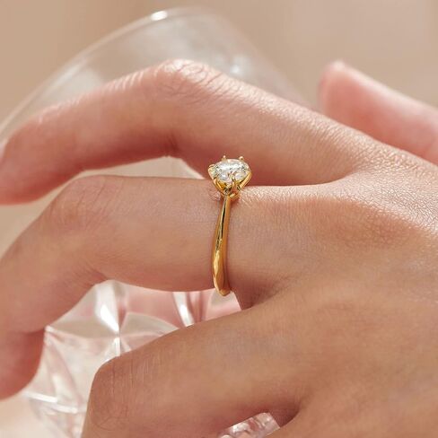 Blongme 1 Carat Moissanite Rings for Women Engagement Wedding Band 925 Sterling Silver Round Solitaire Size 4-13 in Kuwait