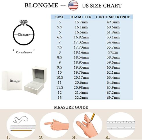 Blongme 1 Carat Moissanite Rings for Women Engagement Wedding Band 925 Sterling Silver Round Solitaire Size 4-13 in Kuwait