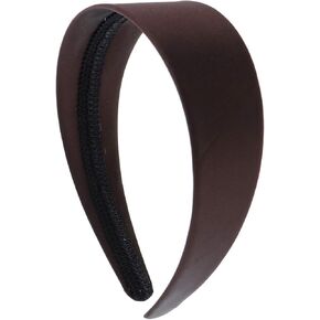 Motique Accessories Black 2 Inch Wide Satin Hard Headband with No Teeth Head band for Women and Girls