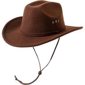 Lanzom Women Men Felt Wide Brim Western Cowboy Hats Belt Buckle Panama Hat Fit Size 6 8/7-7 1/4