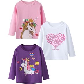 MSSMART Toddler Girl Long Sleeve T-Shirts Kids Cotton Fall Top Crewneck Clothes 2-7 Years in Kuwait