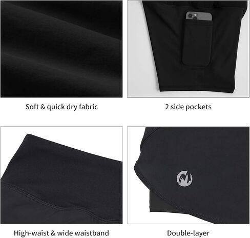 M MOTEEPI Womens High Waisted Running Shorts with Liner Athletic Sports Shorts with Phone Pockets Double Layer in Kuwait