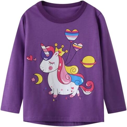 MSSMART Toddler Girl Long Sleeve T-Shirts Kids Cotton Fall Top Crewneck Clothes 2-7 Years in Kuwait