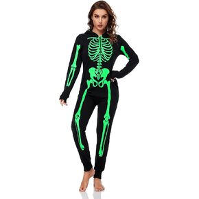 URATOT Women Skeleton Costume Glow in The Dark Halloween Onesie Pajama in Saudi Arabia