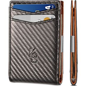 KEMISANT Mens Wallet, Slim Front Pocket Wallet Genuine Leather for Gift Men 11 Cards RFID Blocking