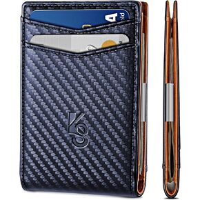 KEMISANT Mens Wallet, Slim Front Pocket Wallet Genuine Leather for Gift Men 11 Cards RFID Blocking