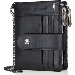 gzcz Chain Wallets RFID Wallets for Men Genuine Leather Wallet Zipper Bifold Wallet for Work, Travel, Outdoors With ID Window and Coin Purse in Saudi Arabia