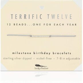 Lucky Feather Milestone 12th Birthday Gifts for Girls - 14K Gold Dipped Beads Bracelet on Adjustable 7"- 8" Cord - 12 Year Old Girl Gifts in Kuwait