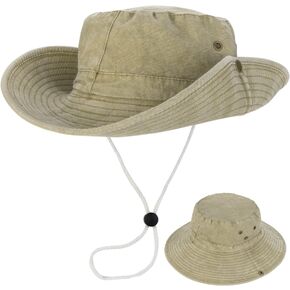 Men Safari Fishing Hat Wide Brim Solid Boonie Sun Hat with Snap Up Outdoor Hunting Hiking Summer Cap Large