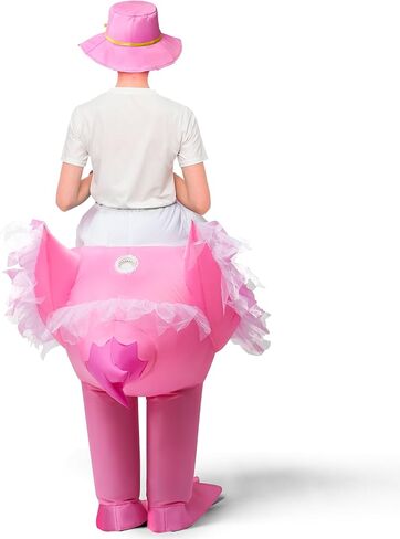 Spooktacular Creations Adult Inflatable Costume Riding an Elegant Flamingo Air Blow-up Deluxe Ride On Halloween Costume in Kuwait