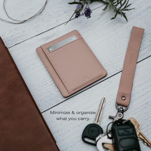 Andar Leather Slim Wallet, Minimalist Front Pocket RFID Blocking Card Holder Made of Full Grain Leather - The Scout (Black) in Saudi Arabia