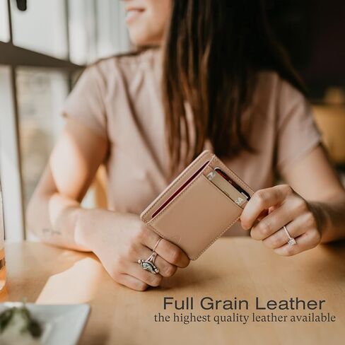Andar Leather Slim Wallet, Minimalist Front Pocket RFID Blocking Card Holder Made of Full Grain Leather - The Scout (Black) in Saudi Arabia