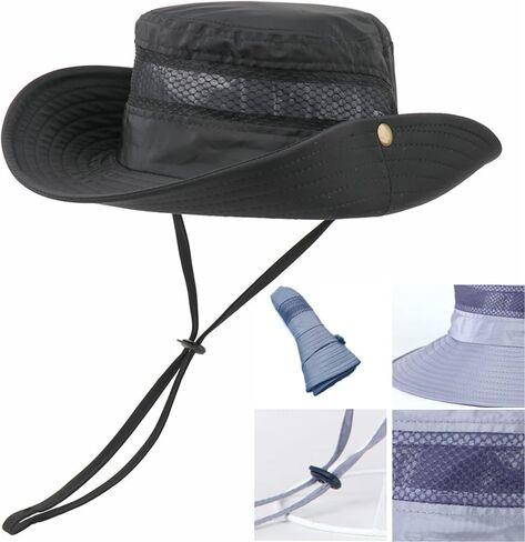 4 Pieces Women Men Sun Hat Wide Brim UV Protection Beach Cap Foldable Mesh Beach Hat for Hiking Fishing Multicolor in Saudi Arabia