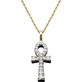 مجموعة LoveBling من الذهب الأصفر عيار 10 قيراط 0.20 قيراط (قيراط) والألماس الوهمي Ankh Cross (0.55 بوصة × 1.43 بوصة) in Kuwait