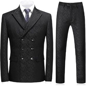 Mens Plaid 3 Piece Suits Slim Fit Double Breasted Plaid Suit Jacket Vest Pants Set Formal in Saudi Arabia