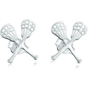 Girls Lacrosse Jewelry | Crossed Lax Sticks Earrings | Sterling Silver in Saudi Arabia