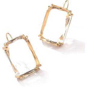 Colorful Rectangle Glass Crystal Earrings Orthogon Gemstone Square Transparent Crystal Glass Dangle Earrings for Women Girls Jewelry
