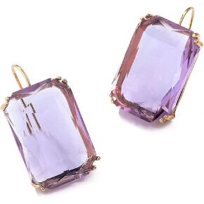 Colorful Rectangle Glass Crystal Earrings Orthogon Gemstone Square Transparent Crystal Glass Dangle Earrings for Women Girls Jewelry in Saudi Arabia