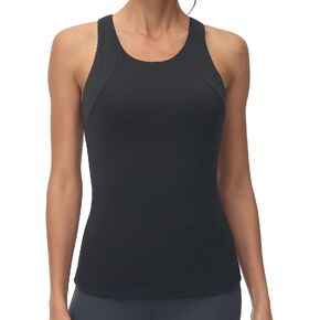 High Neck Workout Tank Tops Sports Bras for Women Full Coverage Tank with Built-in Shelf Bras Racerback Yoga Gym Shirt