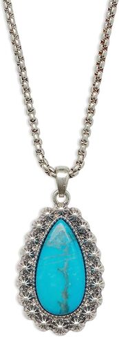 Lucky Brand Turquoise Set Stone Pendant, Silver, One Size in Saudi Arabia