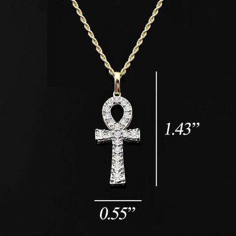 LoveBling 10K Yellow Gold 0.20ctw (carats) Diamond Illusion Set Ankh Cross (0.55" x 1.43") in Saudi Arabia