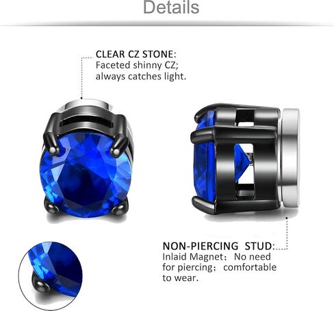 SIISPRI 4 Pairs Magnetic Stud Earrings for Men Stainless Steel Magnetic Earrings Men Clip on Earrings Non Piercing Earrings Unisex CZ Magnetic Earrings for Men 6MM in Kuwait