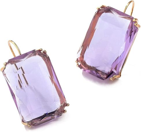 Colorful Rectangle Glass Crystal Earrings Orthogon Gemstone Square Transparent Crystal Glass Dangle Earrings for Women Girls Jewelry in Kuwait