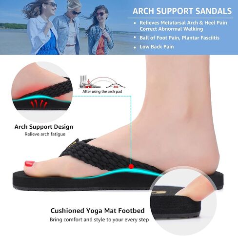 STQ Women Quick Dry Flip Flops with Yoga Mat Sole Arch Support Thong Sandal | Instant Comfort Flip Flops With Padded Straps, Yoga Mat Cushioning, Non Slip Tpr Sole, Durable Design For Everyday Wear in Saudi Arabia
