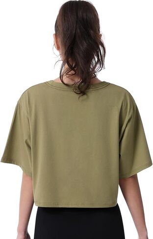 Xelky Womens Crop Casual Tops Tshirt Cotton Loose Workout Short Sleeve Round Neck Tee Yoga Running Shirts 4 Pack in Kuwait