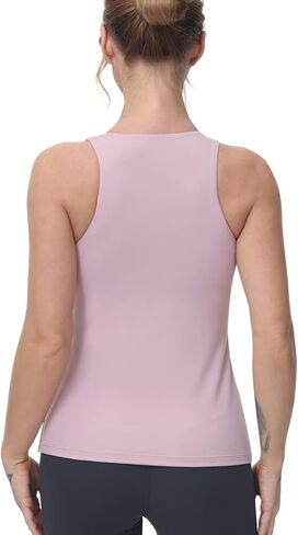 High Neck Workout Tank Tops Sports Bras for Women Full Coverage Tank with Built-in Shelf Bras Racerback Yoga Gym Shirt in Kuwait