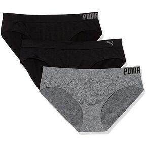 PUMA Women's Plus Size 3 Pack Seamless Bikini Underwear