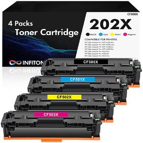 خرطوشة حبر 202X 202A 4 حزم استبدال متوافقة ل HP 202X 202A CF500A CF500X Color Pro MFP M281fdw M281cdw M254dw M254nw M281fdn M254 M281 حبر طابعة عالية الإنتاجية (أسود سيان أرجواني أصفر) in Kuwait