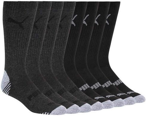 Puma Men's Crew Sock, 8 pair (Black) Fits Shoe Size (6-12) in Saudi Arabia